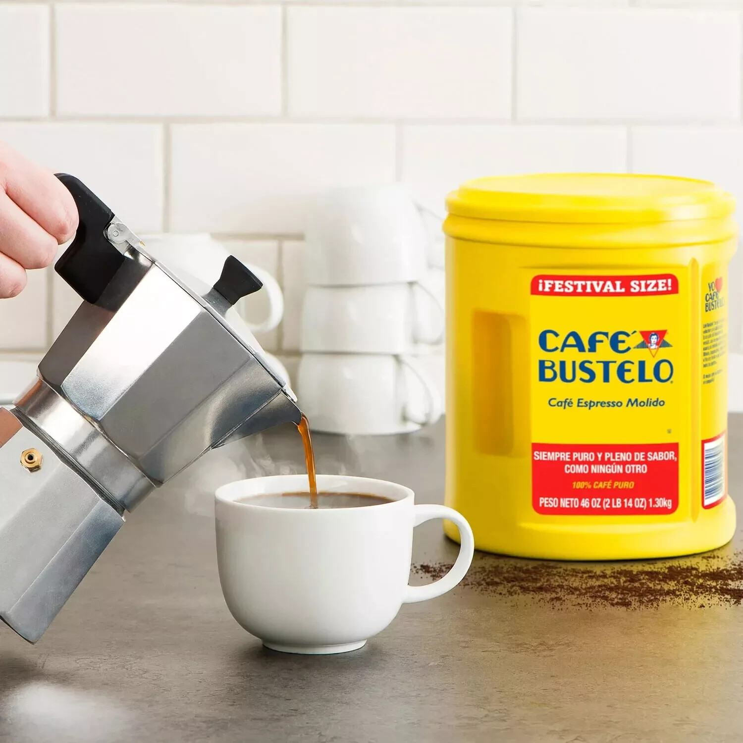 3 Pack - Café Bustelo Festival Size Dark Roast Ground Coffee, Espresso 46 oz.