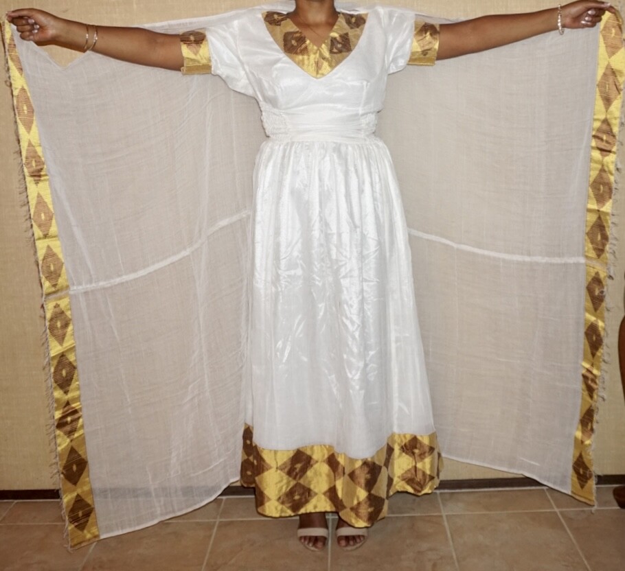 green emerald velvet dress Golden Yellow Wide Tilet Habesha Dress Modern Habesha KemiS Ethiopian Dress Style Traditional Habesha Libs XL main image 1