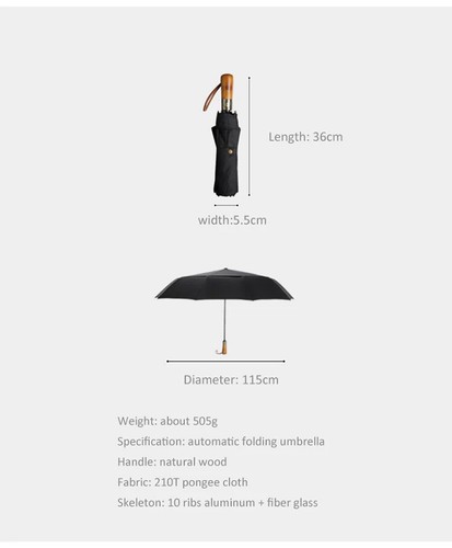 Big Umbrella Men Business Style 115cm Automatic Umbrella Rain Double Layer 10K - Picture 12 of 28