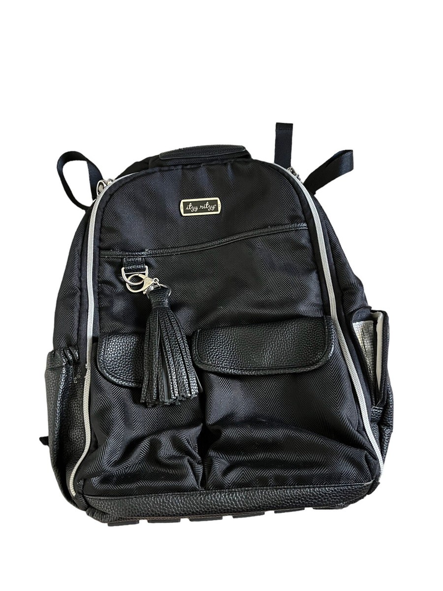 Itzy Ritzy Leather Large Diaper Backpack Bag Travel Black 15  display picture 1