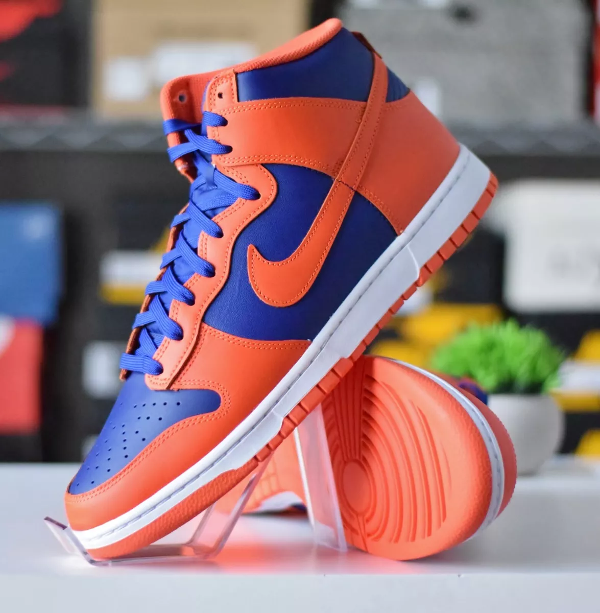 Nike Dunk High Retro New York Knicks Orange Royal Blue Men's Size