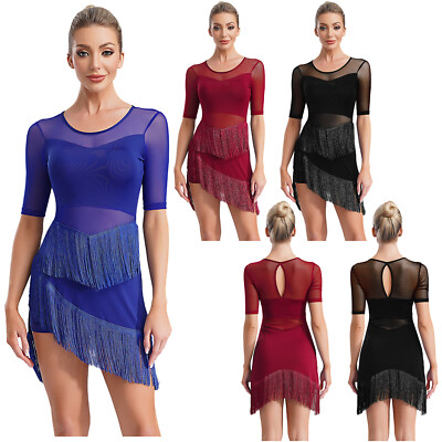 Women Dancewear Patchwork Skirt Salsa Dresses Performance Outfit Samba Costume