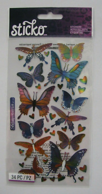 WOW! NICE! Sticko Metallic stickers FOIL BUTTERFLIES 54931 FAST FREE shipping!