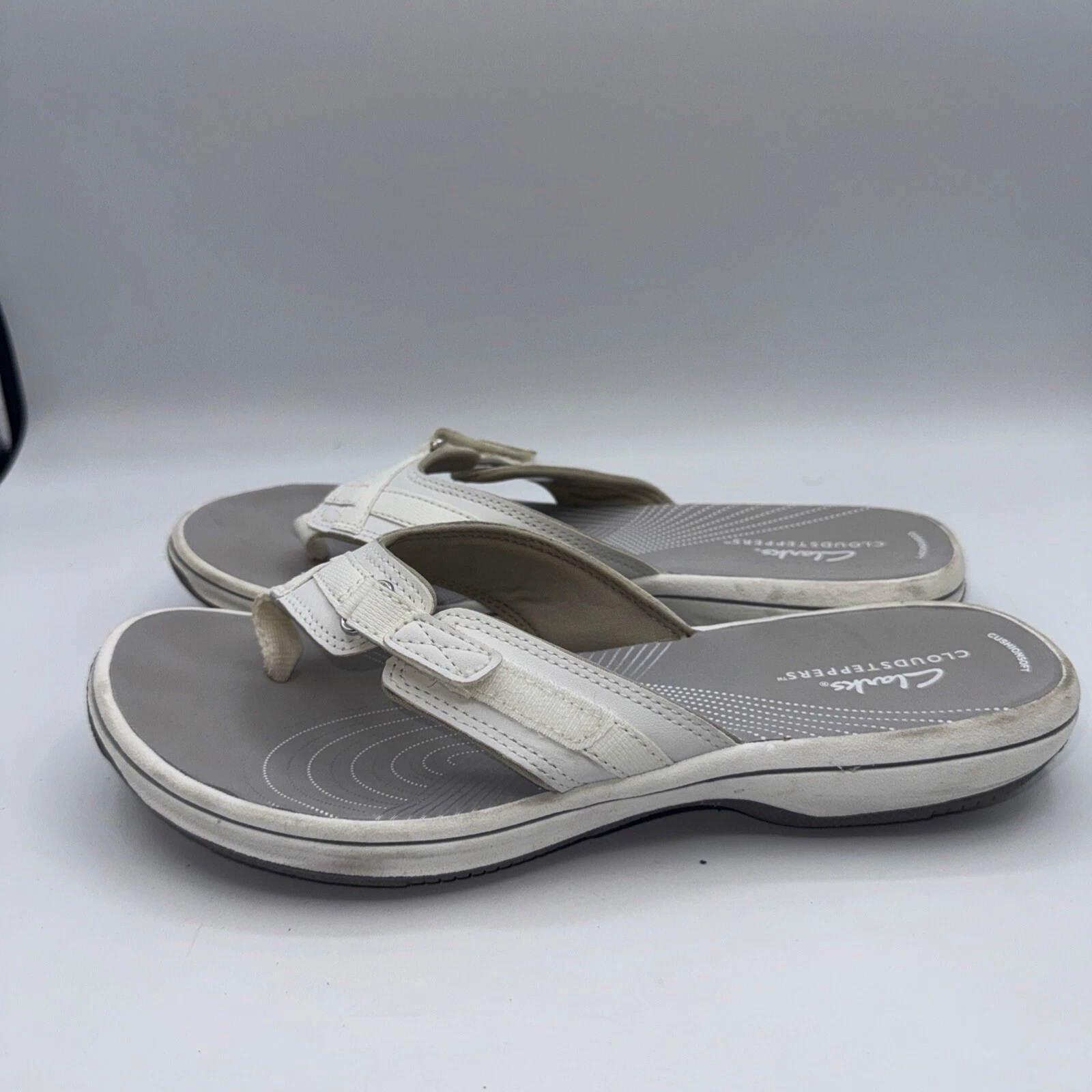 Clarks sandalo donna Cloudstepper Brinkley Jazz 9M bianco sintetico comodo infradito