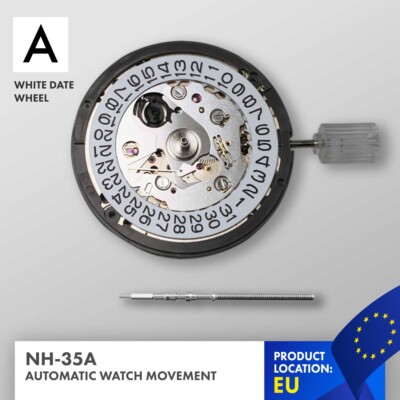 Automatikuhrwerk NH35A - weißes Datumsrad. 24 Jewels.