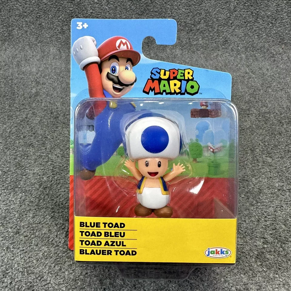 Lote de 4 Figuras de Acción Super Mario 2.5" Yoshi Blue Toad Chain Chomp & Hammer B. Foto 3 de 4