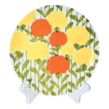 RARE Ernestine Salerno 884 Handpainted Orange Yellow Floral Dinner Plate SIGNED