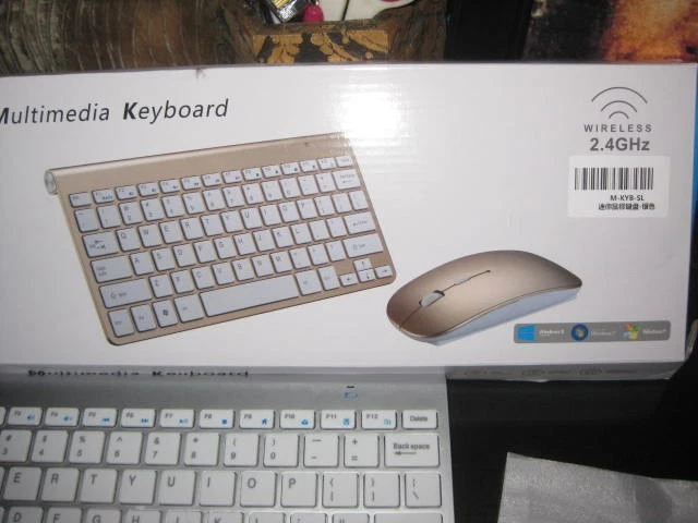 Mini Teclado Inalámbrico ~ Juego de Mouse Plateado 2.4G Para Mac Apple PC Computadora Foto 4 de 4