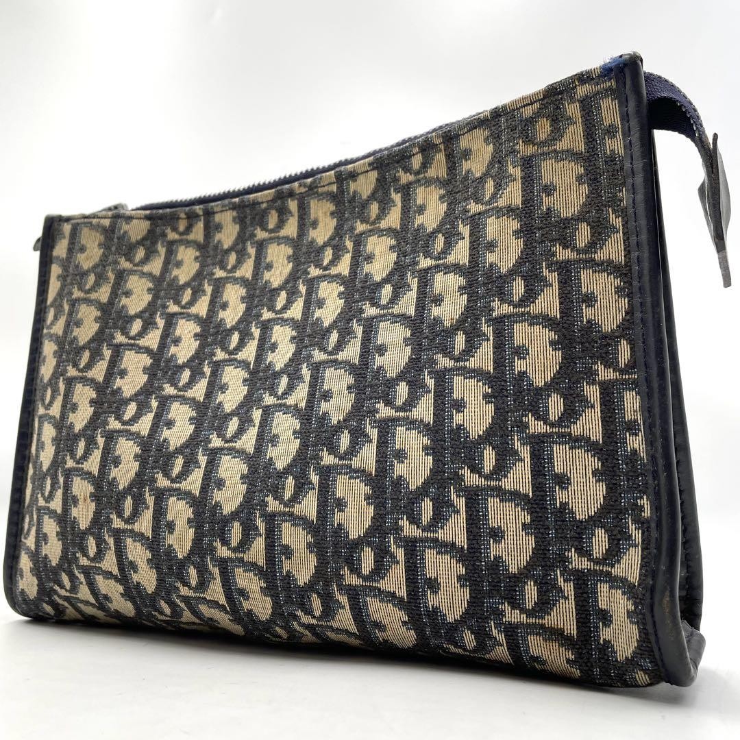 Dior Trotter Canvas Leather Navy Clutch Bag Rare New Designer Handbag