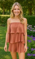 Show Me Your MuMu Triple Decker Romper Womens Pink Top Medium Made in USA