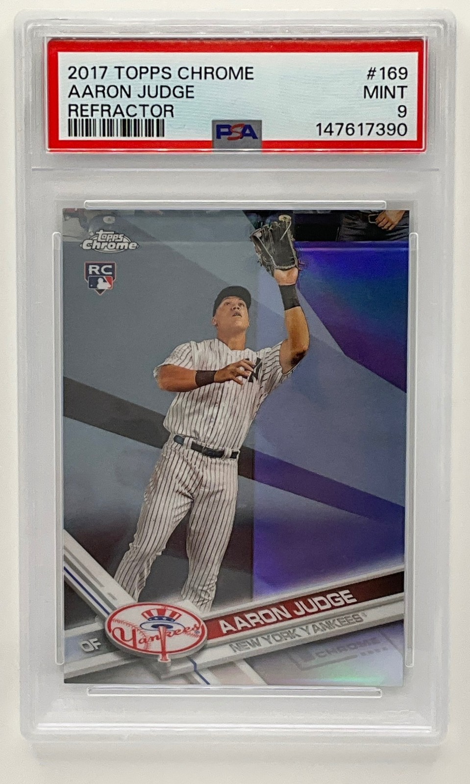 2017 Topps Chrome Aaron Judge Refractor #169 RC New York Yankees PSA 9