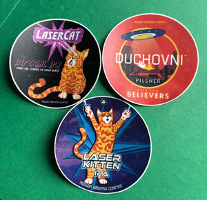 NEW MEDUSA BREWING BEER STICKERS HUDSON MASSACHUSETTS LASER CAT KITTEN SPACESHIP