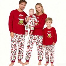Family Matching Christmas Pyjamas Adult Kids Baby Xmas Nightwear Pajamas Pjs Set