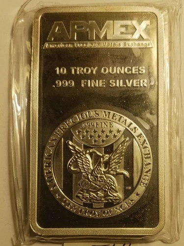 Lot #4: 10 oz .999 Silver APMEX Bullion Bar. UNCIRCULATED/SEALED.