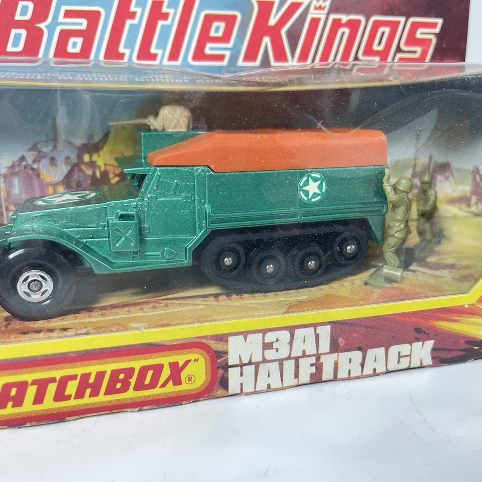 Matchbox Battlekings K-108 M3A1 Half Track, Metallic Green, w/Original Box - Image 2 of 4