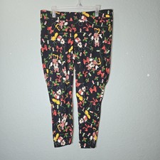 Disney Christmas Minnie Mickey Mouse Womens Black Leggings sz 2 Made in USA