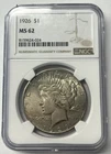 1926 PEACE DOLLAR NGC MS62 Small Chip On Holder