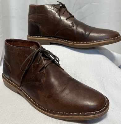 Steve Madden Brown Leather Chukka Boots Lace Up Mens Size 11 Rubber Soles