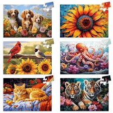 6-Pk Large 36-Piece Jigsaw Puzzles for Seniors Dementia  Elderly 15x10"