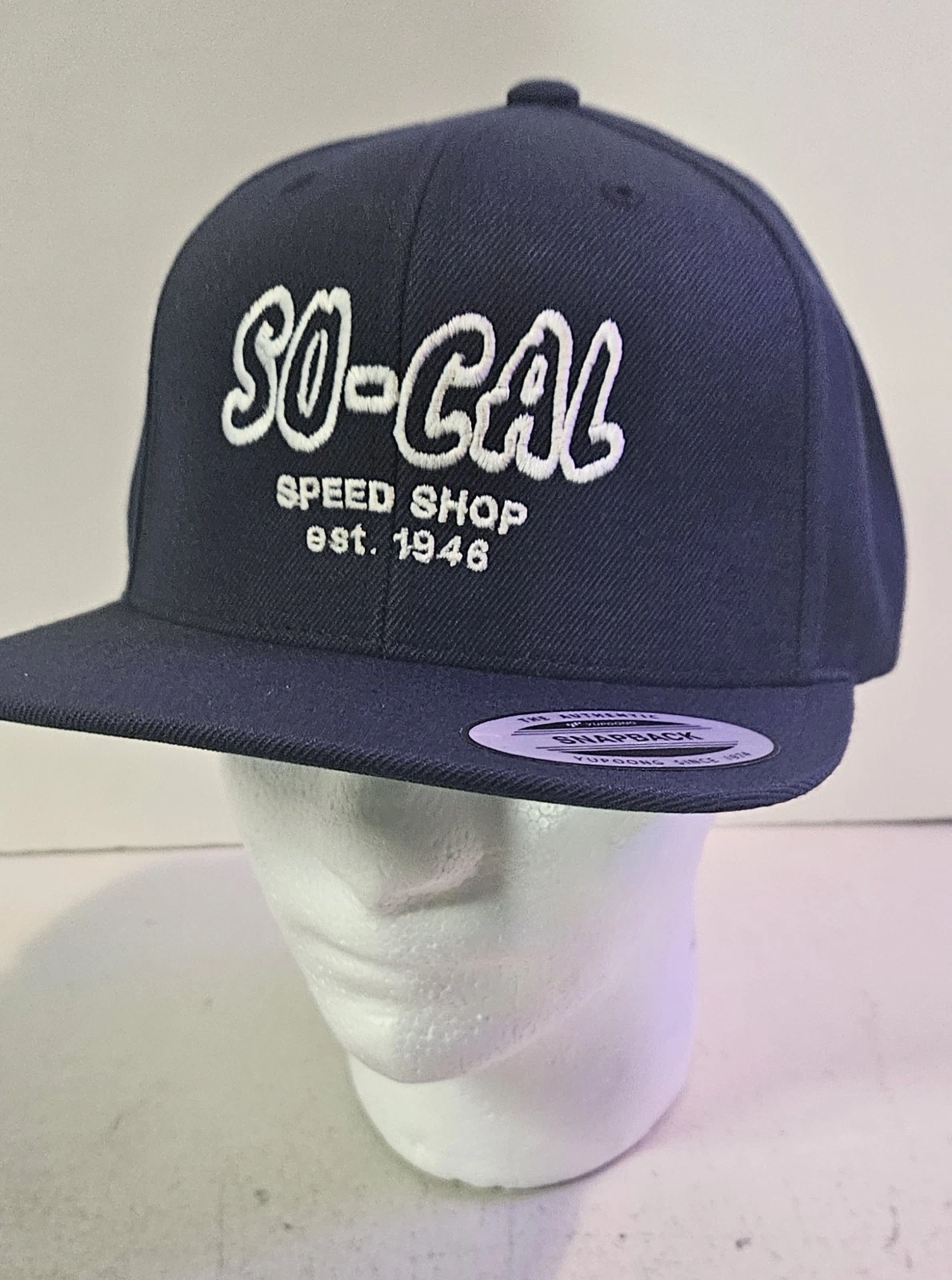 So-Cal Script Snap Back Hat Navy Adjustable Embroidered Hot Rod Street Rod