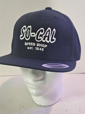 So-Cal Script Snap Back Hat Navy Adjustable Embroidered Hot Rod Street Rod