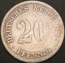 GERMANY (Empire) 20 Pfennig 1874D - Silver .900 - F - 766 ¤