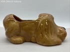 Vintage Ceramic Basset Hound Dog Planter Brown Glaze Mid Century Modern — photo 1