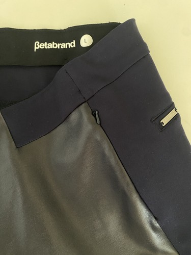 NWOT Betabrand Leggings Large Navy Blue Skinny Faux Leather Yoga Pant New - Picture 4 of 8