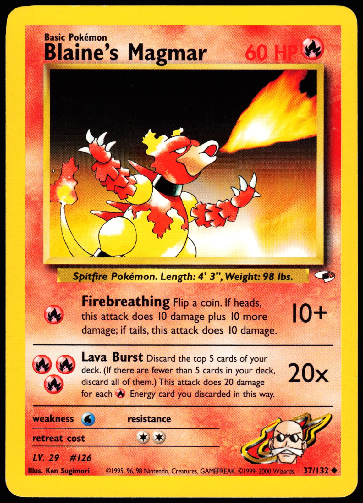 Pokemon Card - Blaine's Magmar Gym Heroes 37/132 Uncommon
