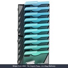 11-Tier Wall File Organizer Hanging Wall File Holder Wall Mount Paper Folder Org