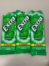 3 EXTRA Spearmint Sugar Free Gum Back To School Chewing Gum, 3 Pack