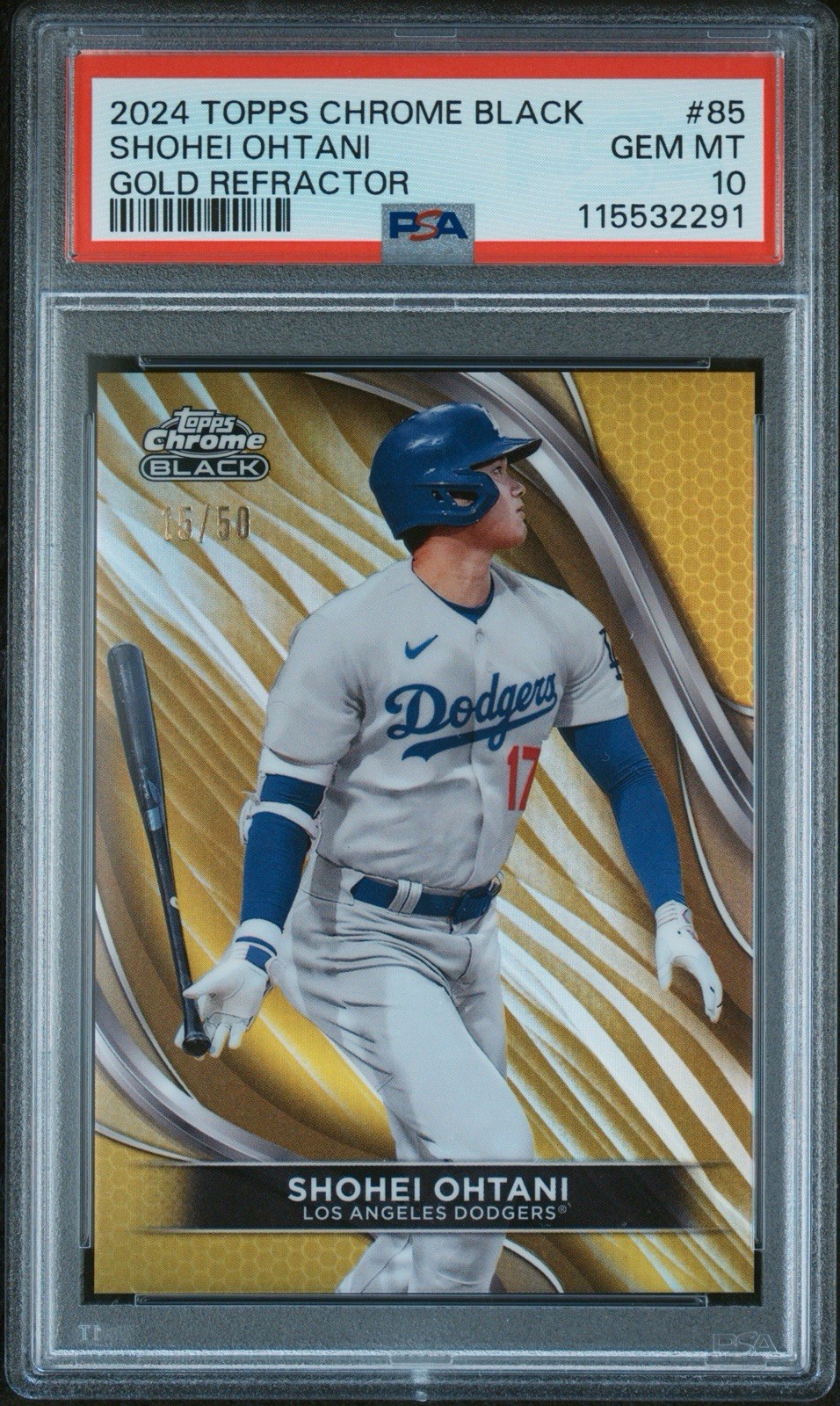 2024 Topps Chrome Black Shohei Ohtani #85 Gold Refractor /50 PSA 10