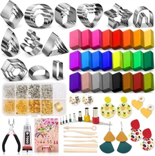 Polymer Clay Earring Making Kit- 30 Clay Earring Cutters, 24 Color Polymer Clay,