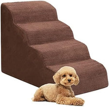 4-Tier Dog Stairs for Bed and Couch - High Density Foam Non-Slip Ramp Extra Wide