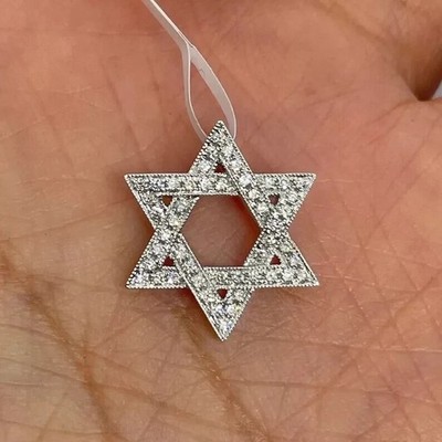 2Ct Round Cut Simulated Diamond Star of David Pendant In 14K White Gold Plated