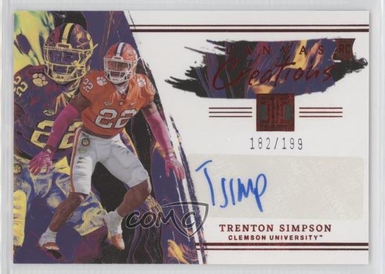 Trenton Simpson Panini Chronicles Draft Picks Impeccable Canvas Creations Autographs #CCTSI Red