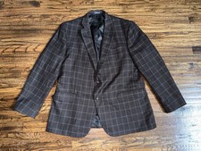 Stafford Classic Fit Navy Blue Plaid Blazer Suit Jacket Sport Coat Size 46R