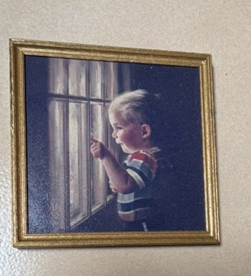 Donald Zolan Daddy's Home, Number Two Original Miniature Oil Painting Framed