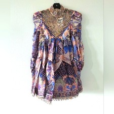 Zimmermann Celestial Swirl Yoke Linen-Blend Minidress