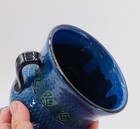 MCM Bitossi Vase Italy Italian Rimini Blue Green Porcelain Handles Relief 7" H — photo 6