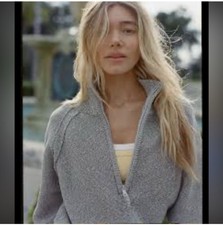 OFFLINE by Aerie Women s Quarter Zip Sweatshirt with thumbholes, M, Gray