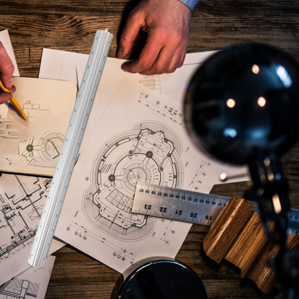 Multi Function Triangular Plastic Measuring Scale Ruler for Drafting ...