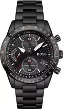 NEW Hugo Boss HB1513854 Pilot Mens' Luxury Black Stainless Chronograph Watch