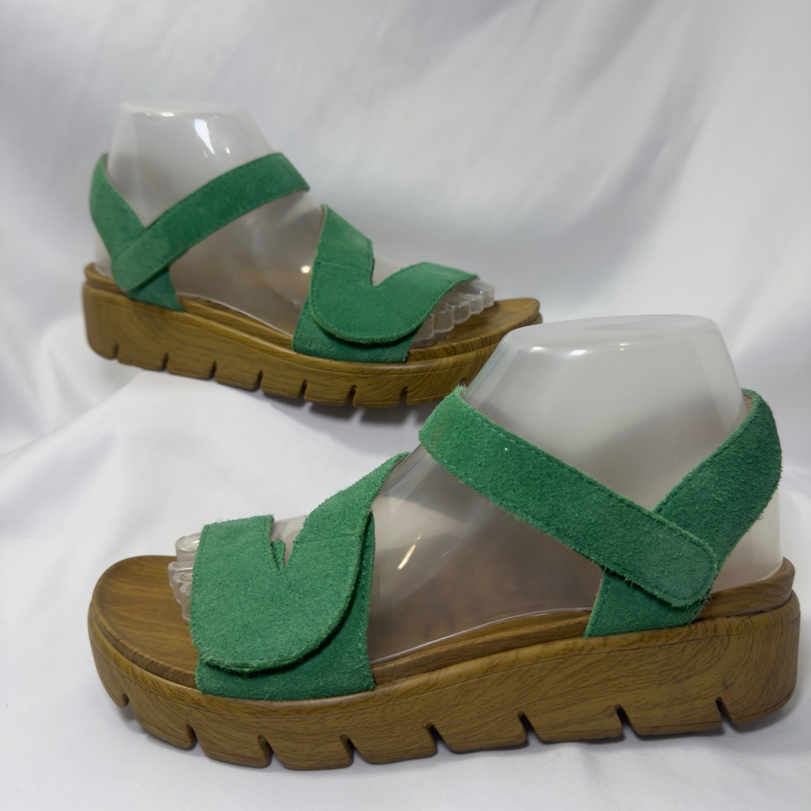 APL Sandali donna estivi Alegria Anah slingback taglia 37 US 7 pelle scamosciata verde.