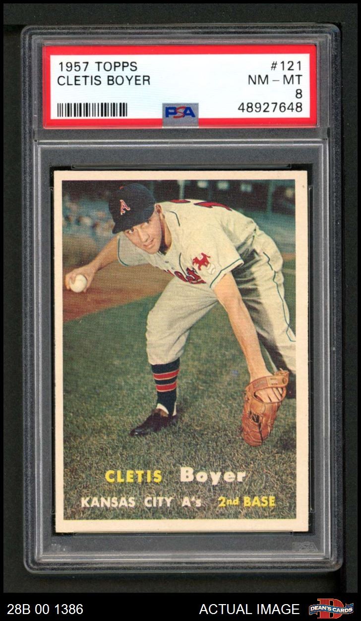 1957 Topps #121 Clete Boyer Athletics RC PSA 8 - NM/MT