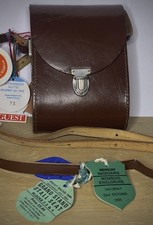  Vintage Men Thick Brown Leather Saddle Bag WW2 Military Satchel Crossbody 