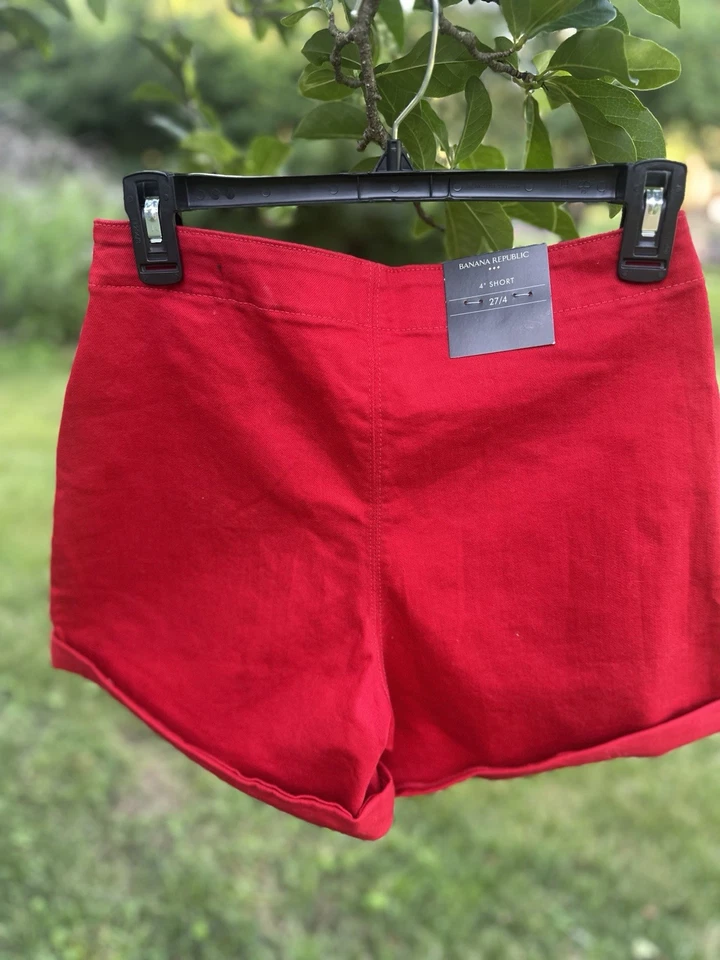 Banana Republic 红色水手纽扣短裤 | 尺寸 4 | 全新带标签 — 第 2/4 张图片