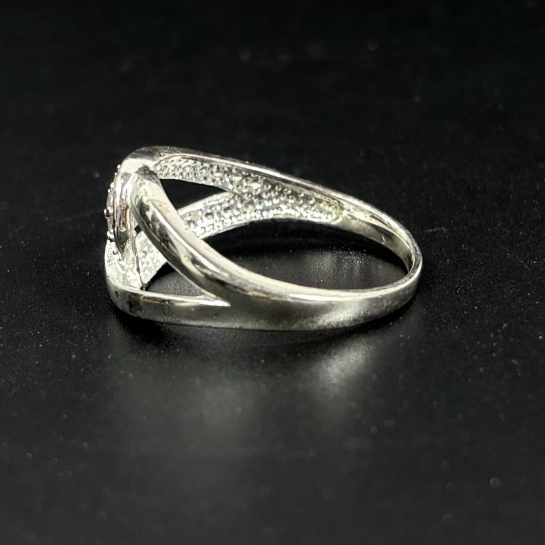 925 Sterling Silver CZ Interlocking Loop / Knot R… - image 2