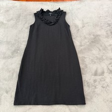 Talbots Black Stretch Sleeveless Sheath Dress Ruffle Medium Petite MP