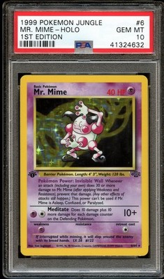 PSA 10 GEM MINT Mr. Mime 6/64 HOLO RARE Jungle 1ST EDITION Pokemon